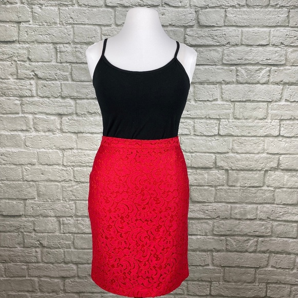 Lane Bryant Dresses & Skirts - Lane Bryant Red Lace Pencil Skirt
